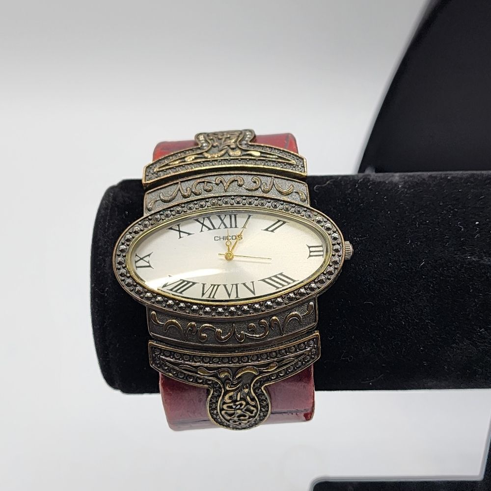Chico's chunky red cuff watch